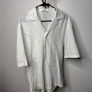 Zara White Textured Shirt